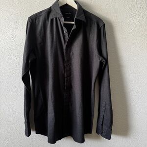 Massimi Dutti Men's charcoal black button down shirt size M